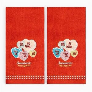 Sweethearts Valentine’s Day Decor Hand Towels Set of 2pc. Brand New